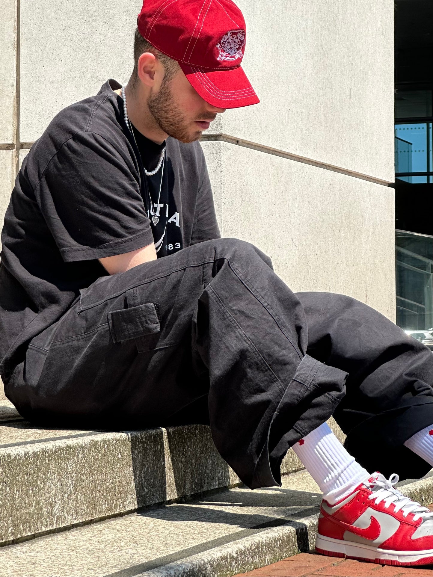 Red "i" Logo White Socks