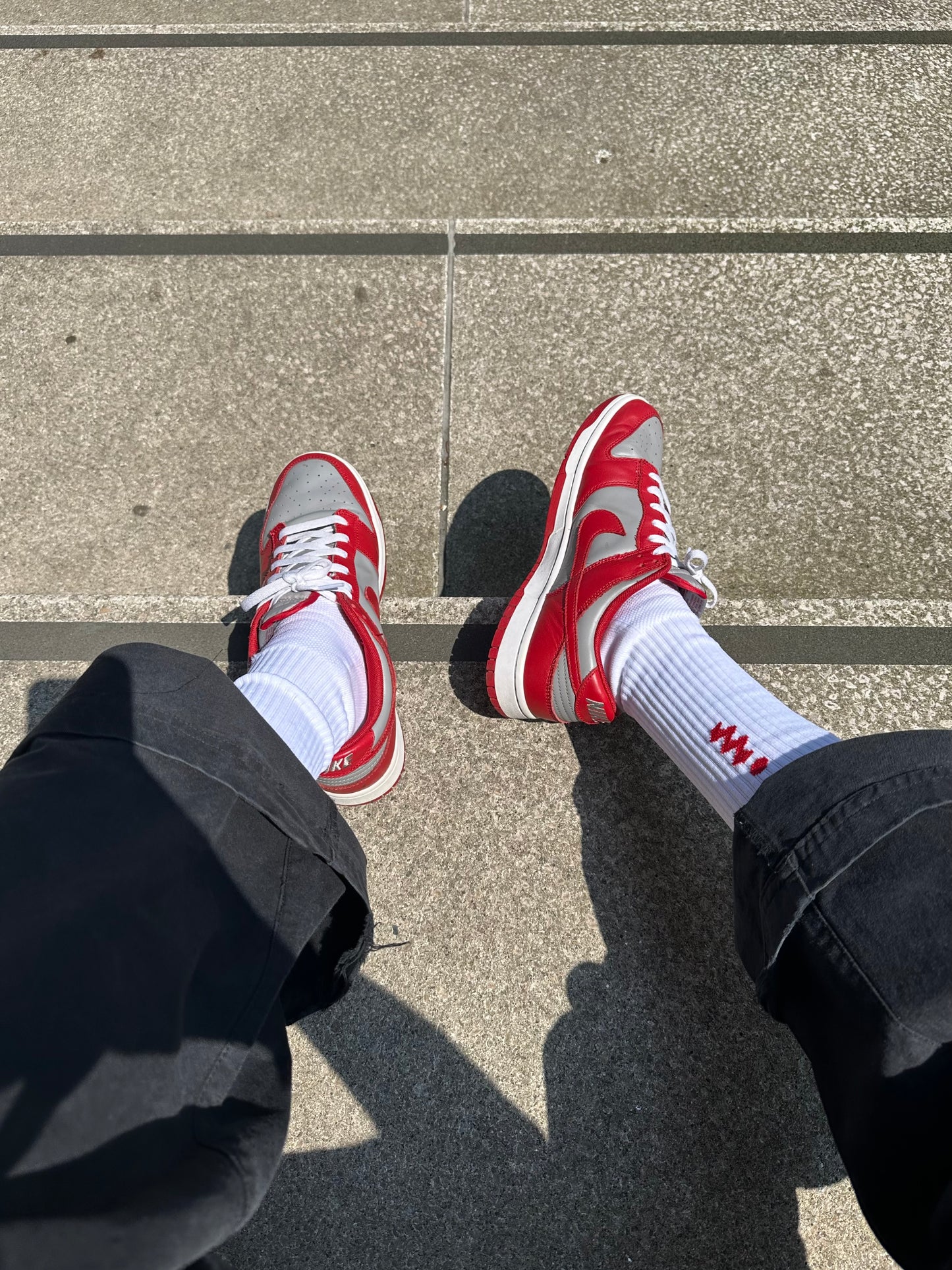 Red "i" Logo White Socks