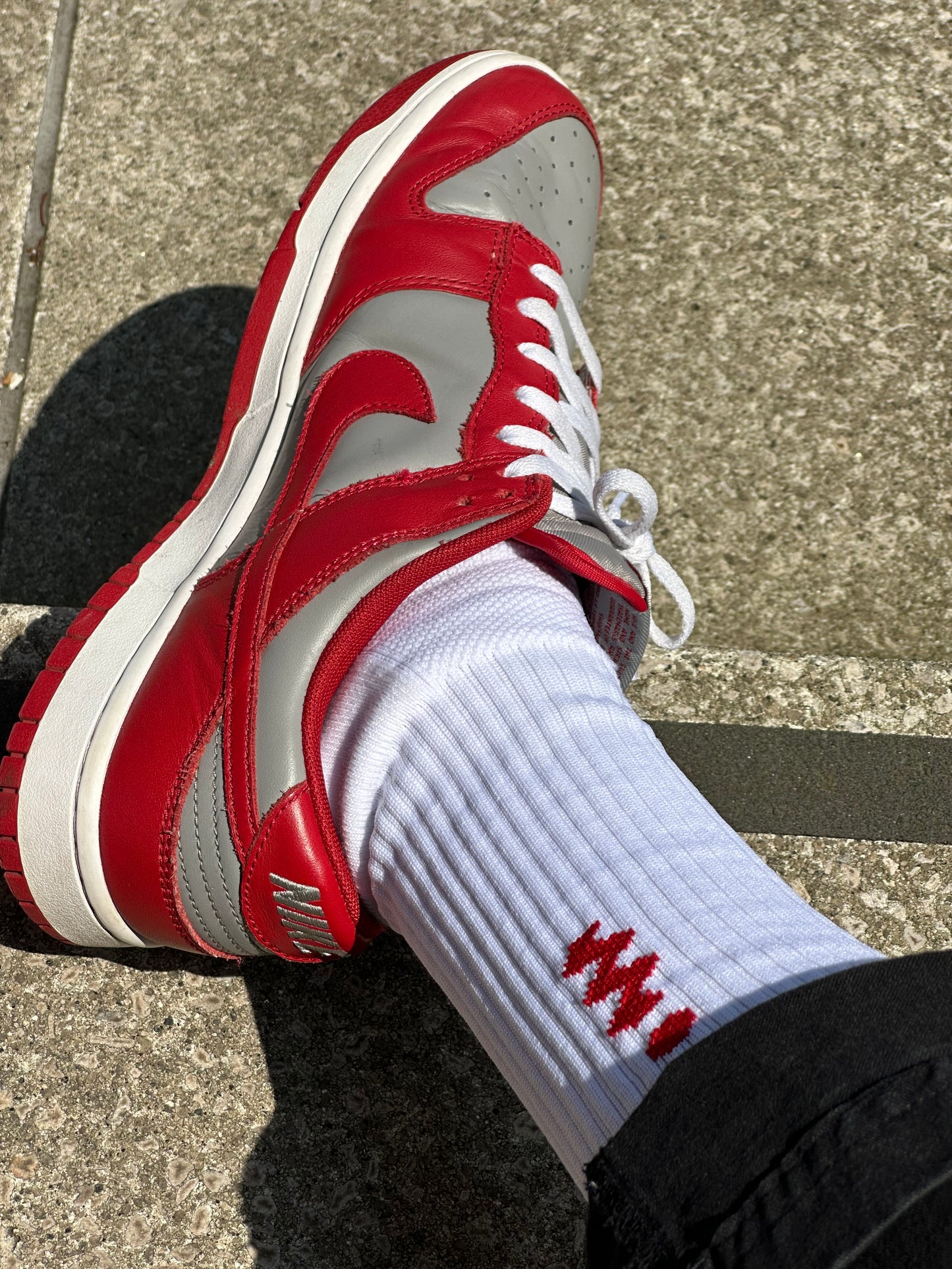 Red "i" Logo White Socks