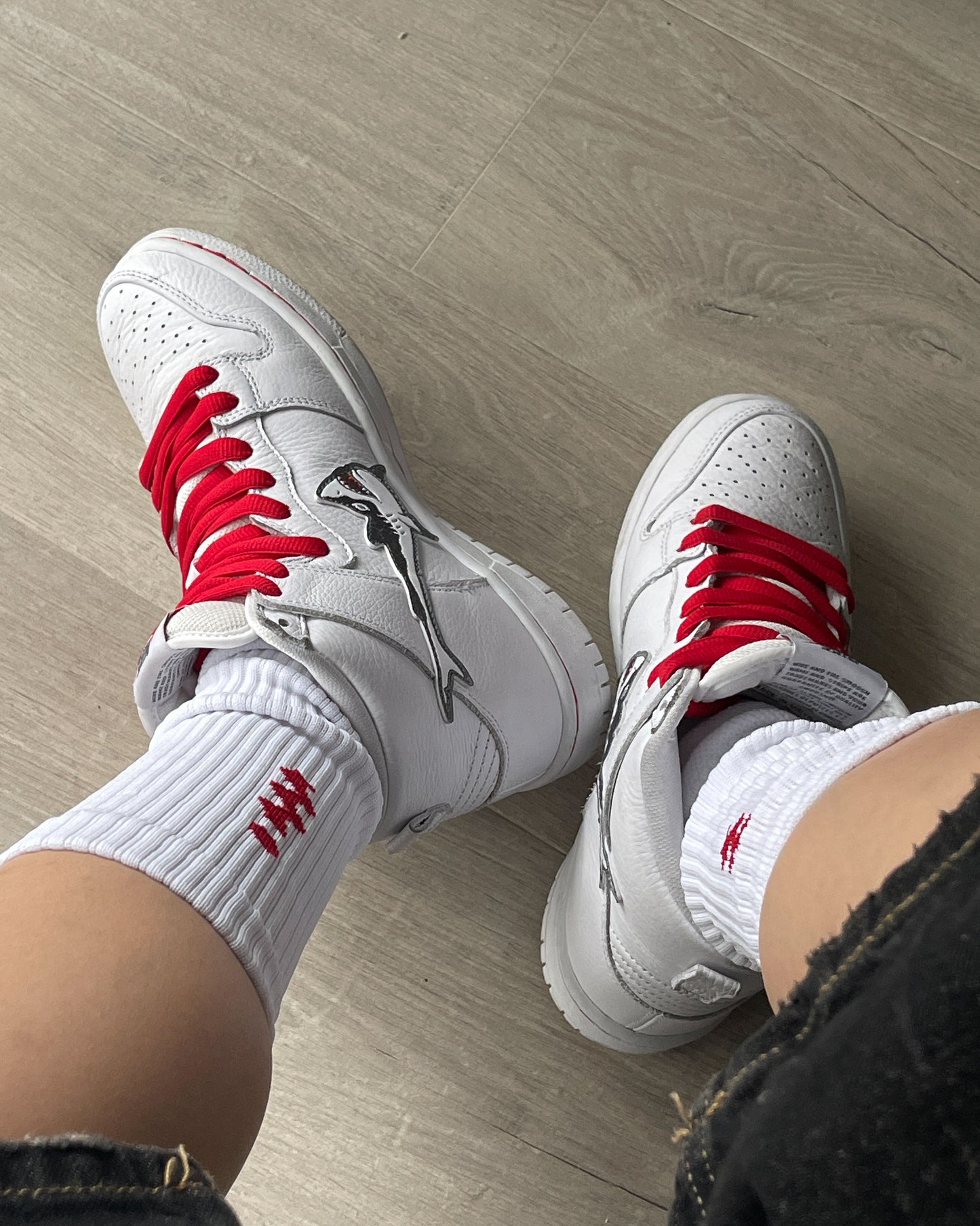 Red "i" Logo White Socks